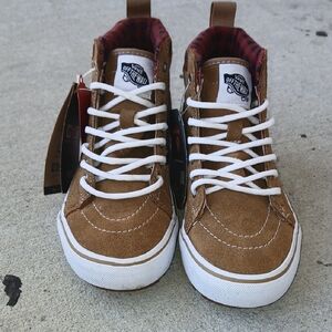 Vans Kids High-Top Sneakers - Brown and White